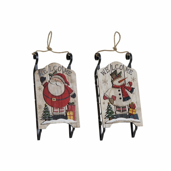 Έλκηθρο DKD Home Decor Χριστουγεννιάτικο στεφάνι Ξύλο (2 pcs) (21.5 x 8 x 44 cm)