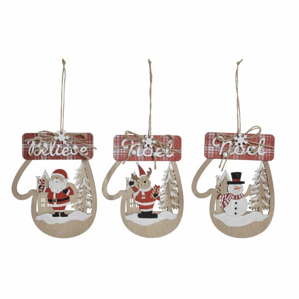 Κρεμαστή διακόσμηση DKD Home Decor Χριστουγεννιάτικο στεφάνι Ξύλο MDF (3 pcs) (14 x 1.5 x 18 cm)