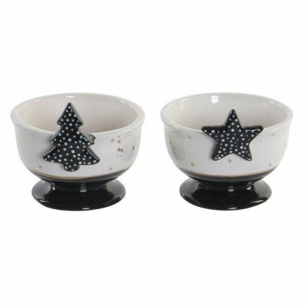 Πολύφωτο DKD Home Decor Λευκό Μαύρο (2 pcs) (10 x 9.2 x 8 cm)