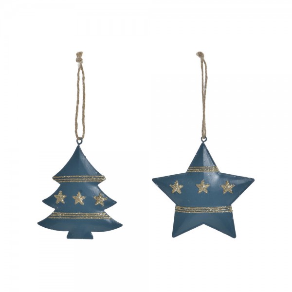 Κρεμαστή διακόσμηση DKD Home Decor Χριστουγεννιάτικο στεφάνι Μέταλλο (2 pcs) (9 x 8 x  cm) (8 x 9 x 9 cm)