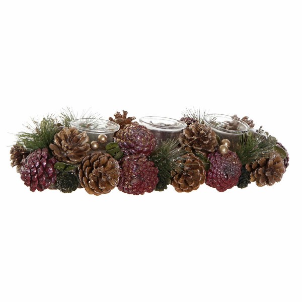 Κηροπήγιο DKD Home Decor Κόκκινο Πράσινο Κρυστάλλινο (38 x 15 x 9.5 cm)