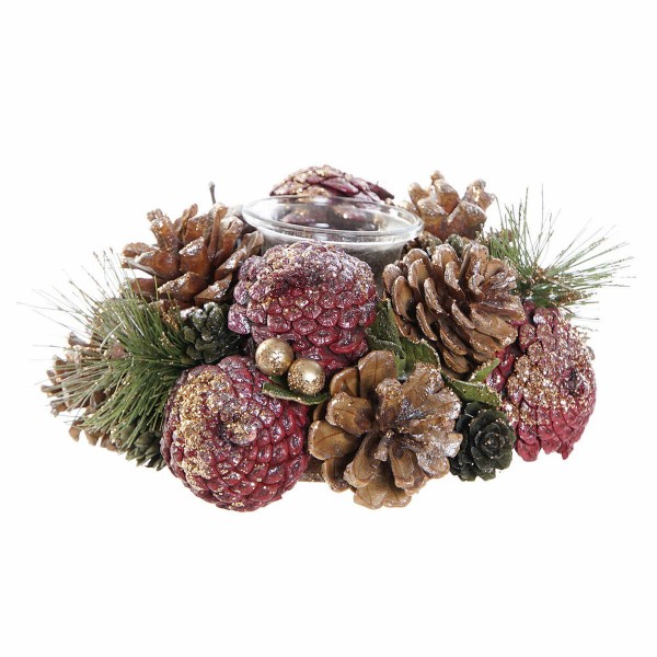 Κηροπήγιο DKD Home Decor Κόκκινο Πράσινο Κρυστάλλινο (18 x 18 x 9 cm)