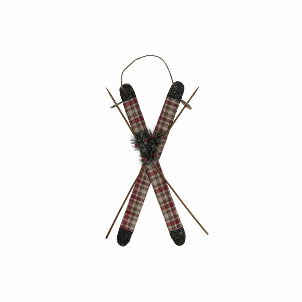 Κρεμαστή διακόσμηση DKD Home Decor Χριστουγεννιάτικο στεφάνι Κόκκινο πολυεστέρας Ξύλο MDF (30 x 6 x 46 cm)