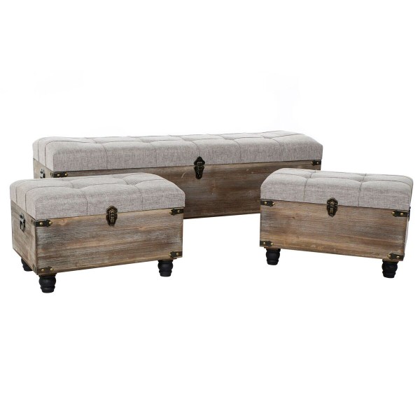 Σκαμπό DKD Home Decor   Μαύρο Γκρι Ξύλο Καφέ πολυεστέρας (120 x 40 x 42 cm)