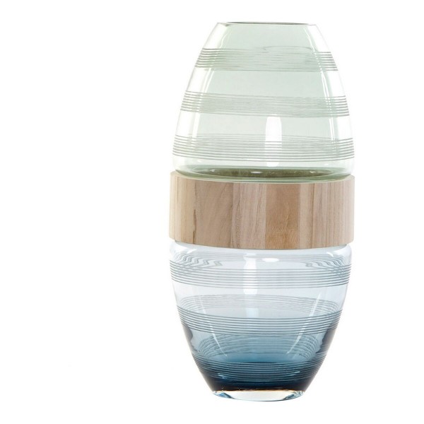 Βάζο DKD Home Decor Μπλε Μέντα Ξύλο Κρυστάλλινο Σύγχρονη (18 x 18 x 36 cm)