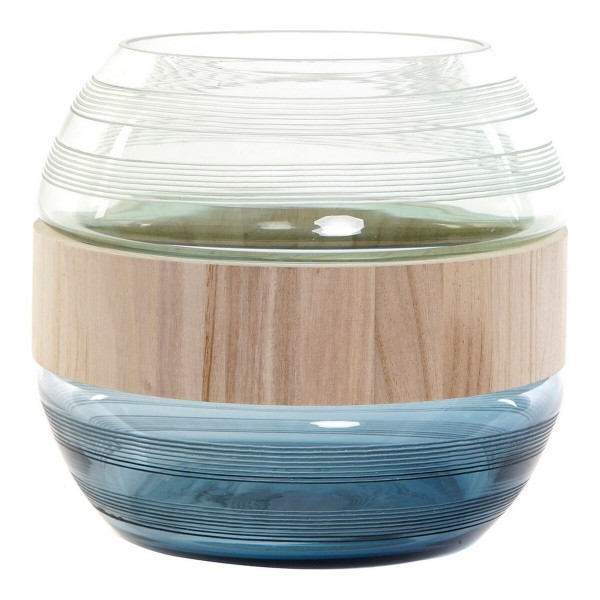 Βάζο DKD Home Decor Μπλε Μέντα Ξύλο Κρυστάλλινο Σύγχρονη (25 x 25 x 22 cm)
