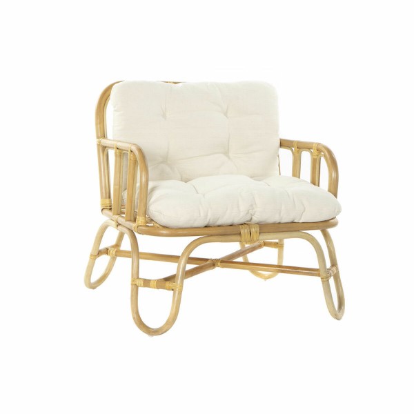 Πολυθρόνα DKD Home Decor Φυσικό Μπεζ βαμβάκι ρατάν (76 x 72 x 80 cm)