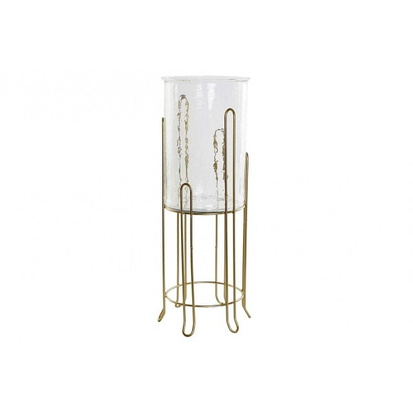 Κηροπήγιο DKD Home Decor Κρυστάλλινο Χρυσό Μέταλλο (21 x 21 x 62 cm)