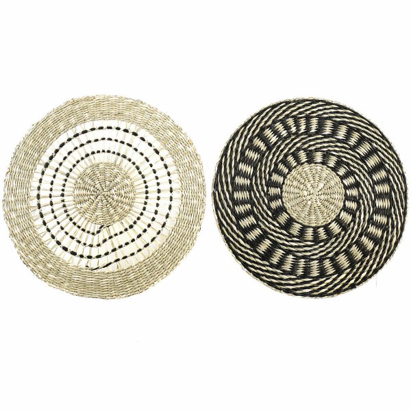 Σουπλά DKD Home Decor Άτομο Μαύρο ίνα (2 pcs) (37 x 37 x 1 cm)