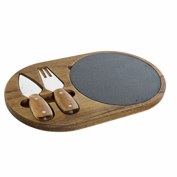 Πίνακας κοπής DKD Home Decor Ανοξείδωτο ατσάλι Σχιστόλιθος ξύλο ακακίας (32 x 20 x 1.5 cm) (4 x 15 x 1,5 cm) (3 pcs)
