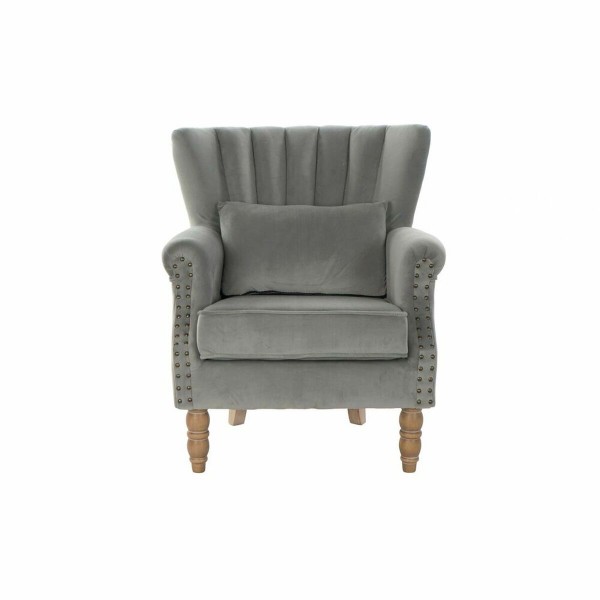 Πολυθρόνα DKD Home Decor Φυσικό ξύλο καουτσούκ Ανοιχτό Γκρι (73 x 75 x 87 cm)
