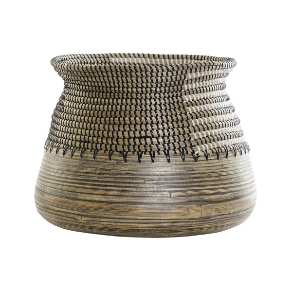 Βάζο DKD Home Decor Μαύρο Καφέ Αποικιακό Διακοσμητική κανάτα ίνα (39 x 39 x 29 cm)