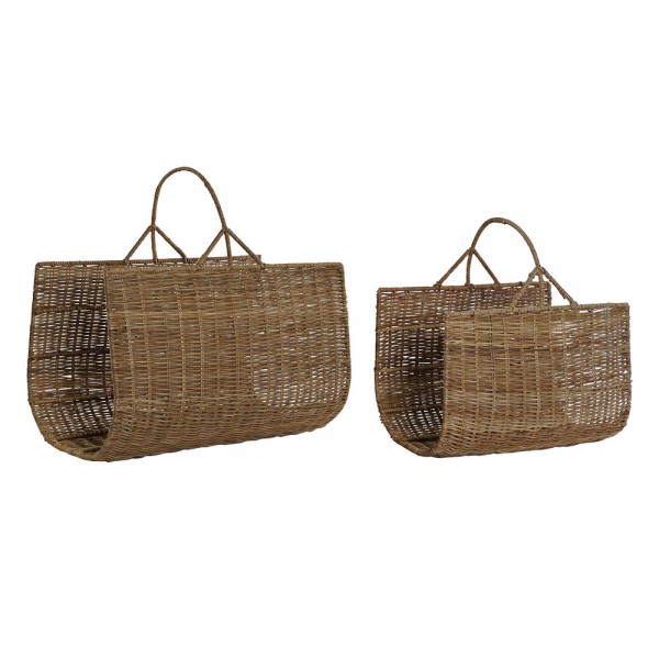 Βάση για Καυσόξυλα DKD Home Decor ρατάν Τροπικό (2 pcs) (36 x 49 x 51 cm) (25 x 40 x 40 cm)