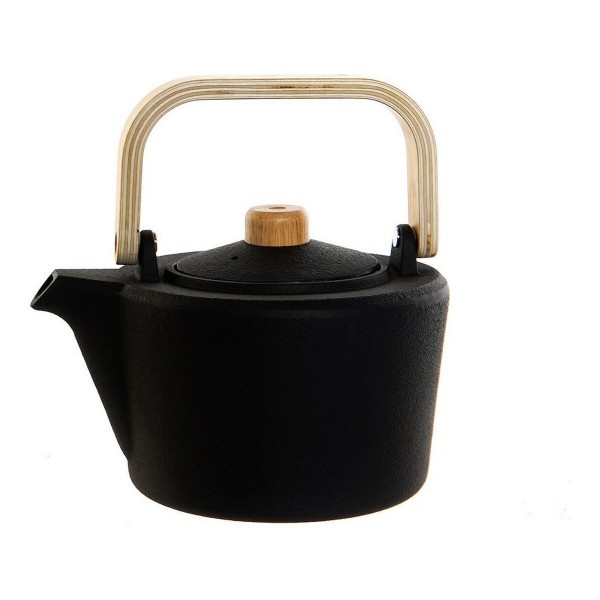 Tekanne DKD Home Decor Μαύρο Ανοξείδωτο ατσάλι Σίδερο Ξύλο MDF (1,3 L)