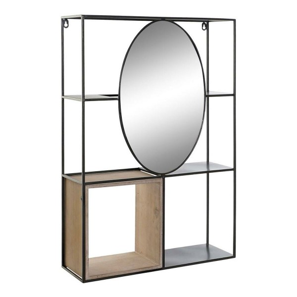 Ράφια DKD Home Decor Καθρέφτης Φυσικό Μαύρο Μέταλλο 5 Ράφια (50,5 x 15 x 75 cm)