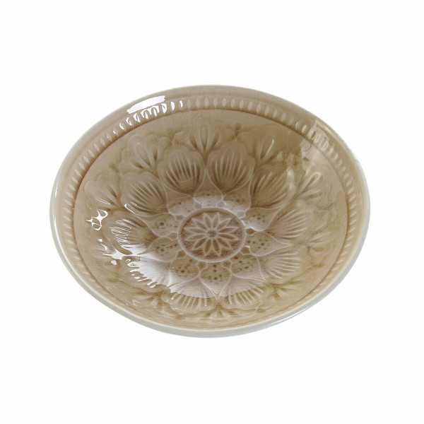 Flatplater DKD Home Decor Κρεμ Mandala Πήλινα (18.5 x 18 x 5 cm)