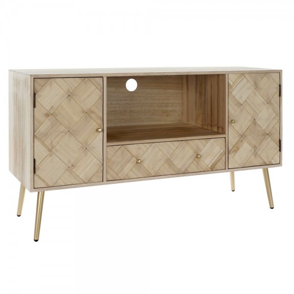 Τηλεόραση DKD Home Decor Μέταλλο Ξυλο παουλόβνια Τζίντζερ (118 x 40 x 65 cm)