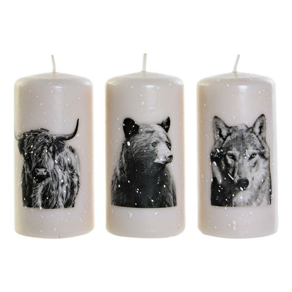 Κερί DKD Home Decor Λευκό Αρκούδα (3 pcs) (7 x 7 x 13.5 cm)