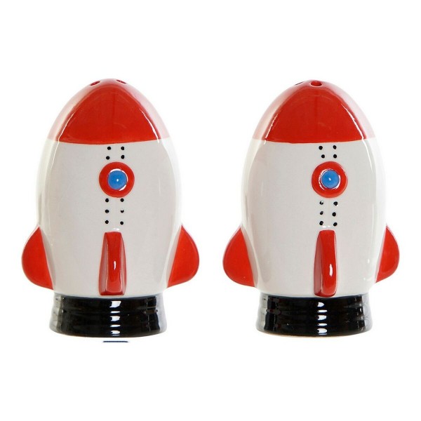 Αλατιέρα με Καπάκι DKD Home Decor Λευκό Κόκκινο Dolomite (2 pcs)