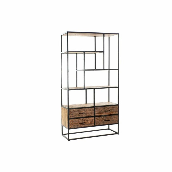 Ράφια DKD Home Decor Φυσικό Μαύρο Μέταλλο Σκούρο καφέ Ξύλο από Μάνγκο Ανακυκλωμένο ξύλο (100 x 37 x 180 cm)