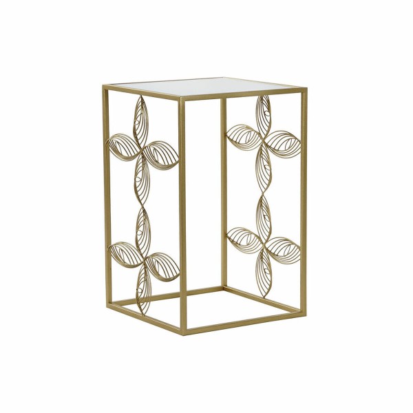 Βοηθητικό Τραπέζι DKD Home Decor Καθρέφτης Λουλούδι Χρυσό Μέταλλο (38 x 38 x 59,5 cm)