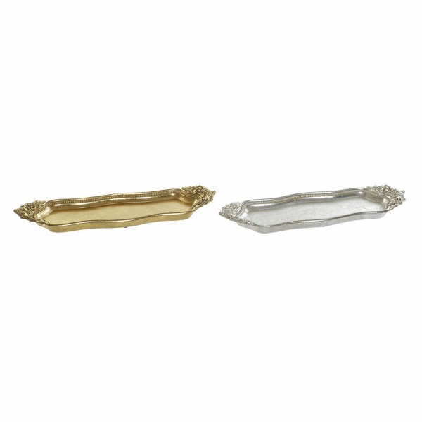 Δίσκος DKD Home Decor Χρυσό Ασημί Ρητίνη (31 x 10 x 3.4 cm) (2 pcs)