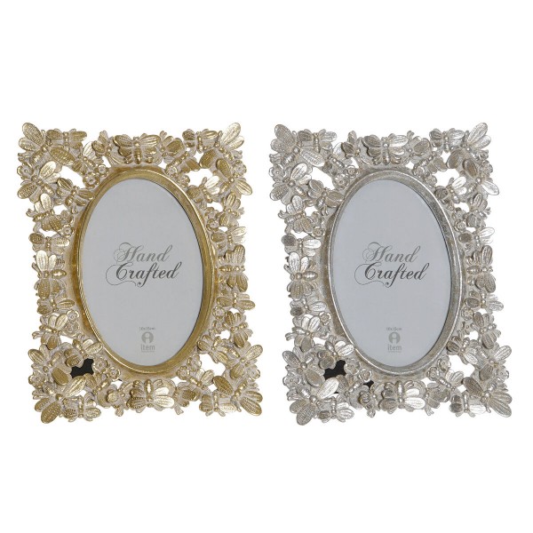Κορνίζα DKD Home Decor Κρυστάλλινο Ασημί Χρυσό Ρητίνη (18 x 2 x 22,5 cm) (x2)