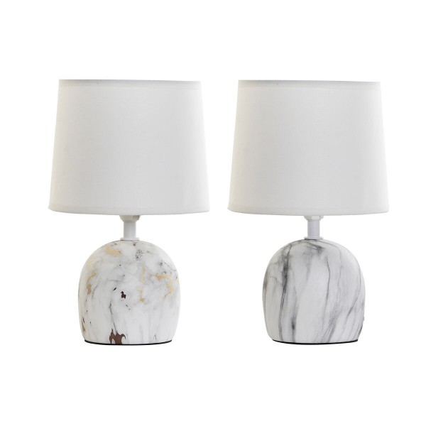 Επιτραπέζιο Φωτιστικό DKD Home Decor 25W Γκρι Λευκό Μάρμαρο 220 V Σύγχρονη (x2) (16 x 16 x 26 cm)