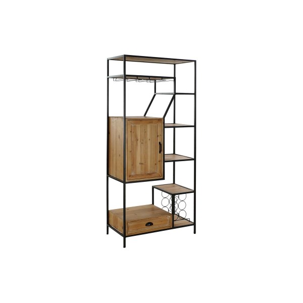 Ράφια DKD Home Decor Έλατο Φυσικό Μαύρο Σίδερο (80 x 40 x 180,5 cm)