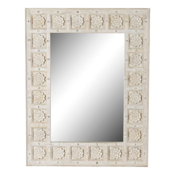 Τοίχο καθρέφτη DKD Home Decor Λευκό Ξύλο από Μάνγκο Μαρινάτος (93,5 x 4,7 x 120,3 cm)