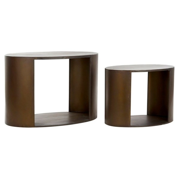 Σετ με 2 τραπέζια DKD Home Decor Μέταλλο Χάλκινο Ανοιχτό (80 x 50 x 56 cm) (2 pcs) (60 x 40 x 45 cm)