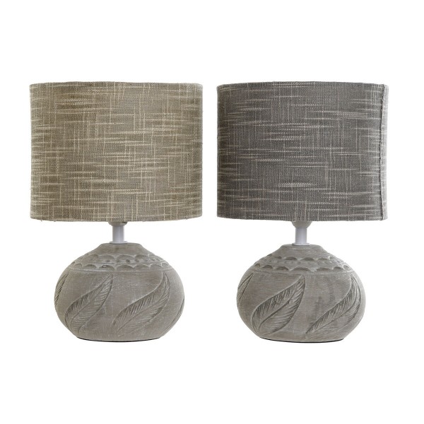 Επιτραπέζιο Φωτιστικό DKD Home Decor 25W Γκρι Μπεζ 220 V Φύλλο φυτού (18 x 18 x 27 cm) (x2)