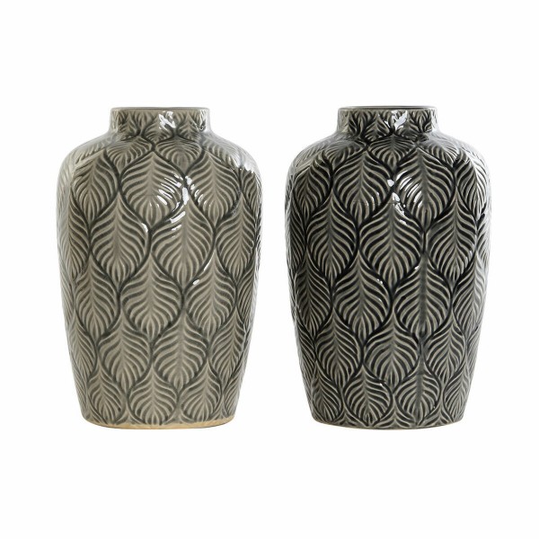 Βάζο DKD Home Decor Μπεζ Πορσελάνη Γκρι Πράσινο Ανατολικó (x2) (16 x 16 x 26 cm)  