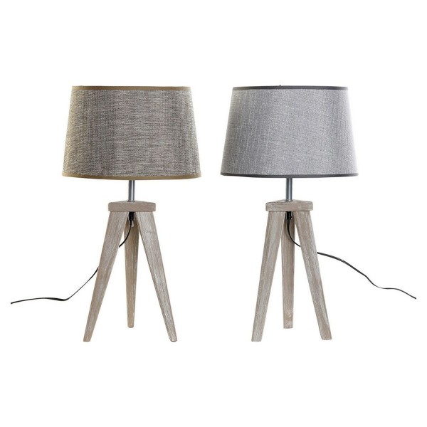 Επιτραπέζιο Φωτιστικό DKD Home Decor Φύλλο Γκρι Καφέ λινό 250 V 60 W Τζίντζερ (30 x 30 x 57.5 cm) (2 pcs)