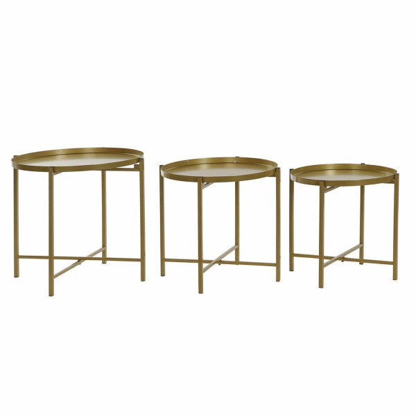 Σετ 3 Τραπεζάκια DKD Home Decor Χρυσό Μέταλλο (47,5 x 47,5 x 43 cm) (3 pcs)