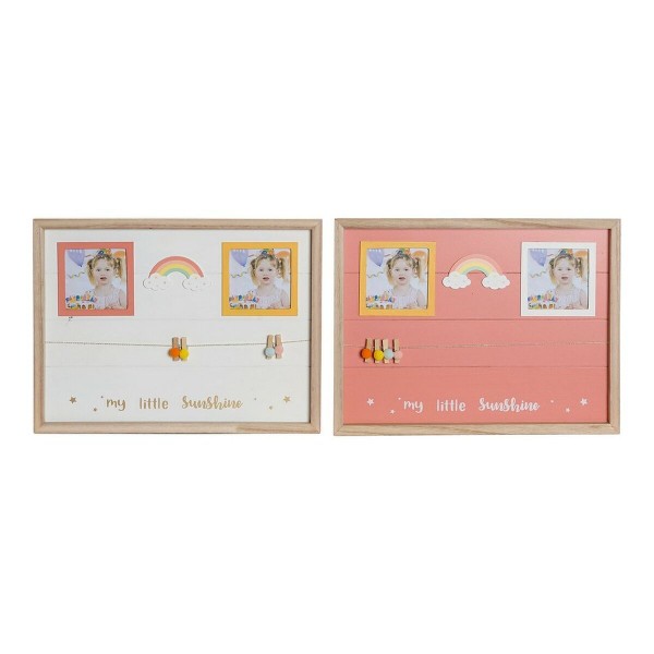 Πλαίσιο Φωτογραφιών με Σφιγκτήρες DKD Home Decor Ξύλο MDF Ουράνιο Τόξο (2 pcs) (42 x 2 x 32 cm)