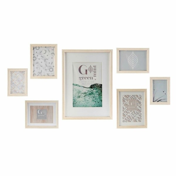 Κάδρα φωτογραφιών τοίχου DKD Home Decor Κρυστάλλινο Φυσικό Πράσινο Ξύλο MDF Σκανδιναβικός (32,5 x 1,5 x 45 cm)