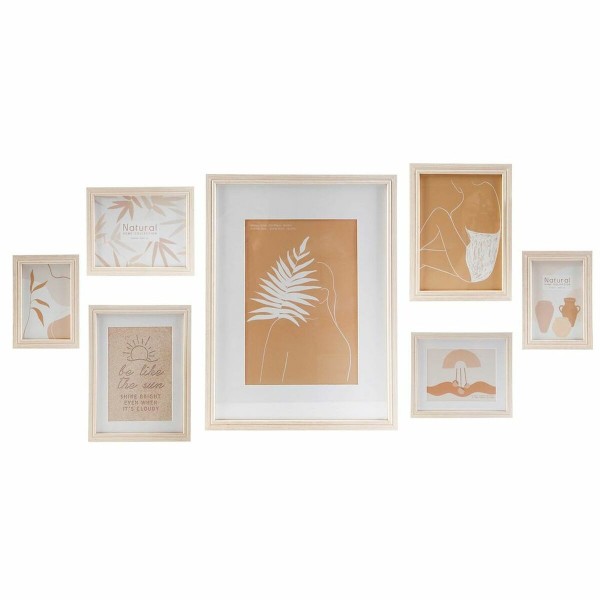 Κάδρα φωτογραφιών τοίχου DKD Home Decor Κρυστάλλινο Φυσικό Καφέ Σύγχρονη Ξύλο MDF (32,5 x 1,5 x 45 cm)
