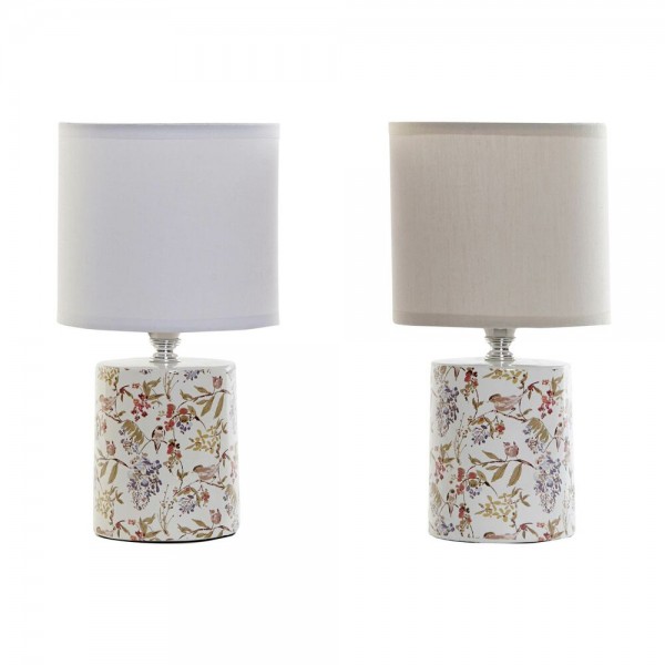 Επιτραπέζιο Φωτιστικό DKD Home Decor Λευκό Μπεζ βαμβάκι Πήλινα 220 V 40 W (2 pcs) (14 x 14 x 26.5 cm)