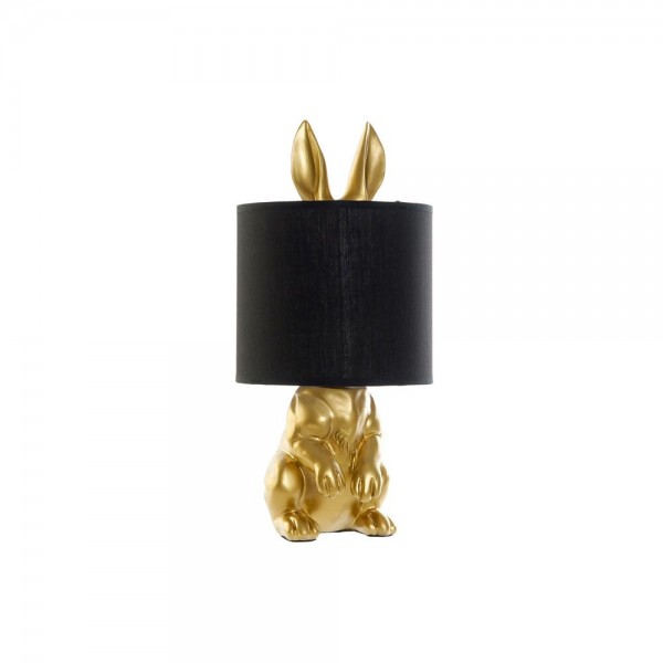 Επιτραπέζιο Φωτιστικό DKD Home Decor Μαύρο βαμβάκι Ρητίνη 220 V Χρυσό 40 W Κουνέλι (20 x 20 x 43 cm)