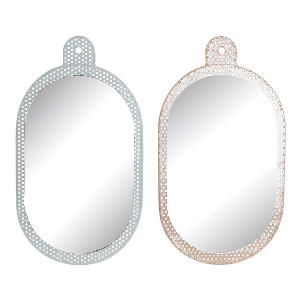 Τοίχο καθρέφτη DKD Home Decor Λευκό Ροζ Μέταλλο Κρυστάλλινο (2 pcs) (22 x 1.5 x 40 cm)