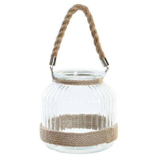 Κηροπήγιο DKD Home Decor Κρυστάλλινο Διαφανές Σίδερο (19 x 19 x 18 cm)