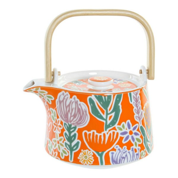 Τσαγιέρα DKD Home Decor 8424001793426 Πορσελάνη Πορτοκαλί Ξύλο MDF (750 ml) (16 x 14 x 12 cm)