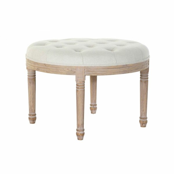 Σκαμπό DKD Home Decor 8424001794409 Φυσικό Μπεζ λινό ξύλο καουτσούκ (70 x 70 x 47 cm)