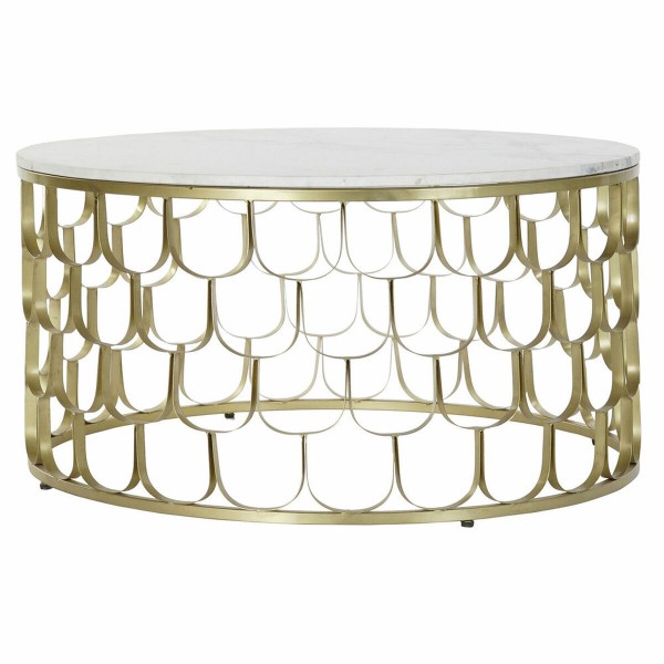 Βοηθητικό Τραπέζι DKD Home Decor 81 x 81 x 42 cm Χρυσό Λευκό Πλαστική ύλη Μάρμαρο Σίδερο