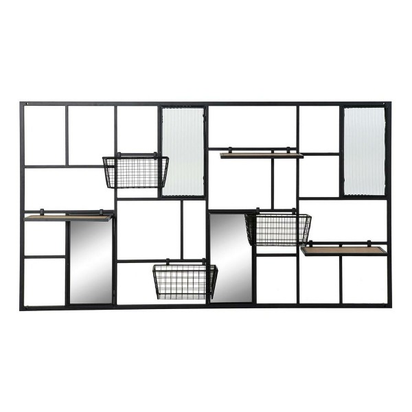 Ράφια DKD Home Decor Κρυστάλλινο Φυσικό Μαύρο Μέταλλο 3 Ράφια Ξύλο MDF (130 x 13 x 70 cm)