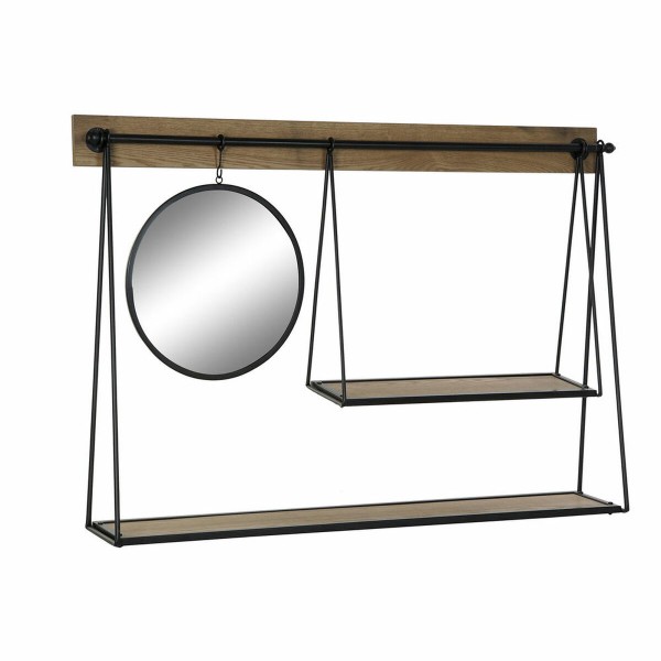 Ράφια DKD Home Decor Καθρέφτης Φυσικό Μαύρο Μέταλλο 2 Ράφια Ξύλο MDF (120 x 20 x 83 cm)