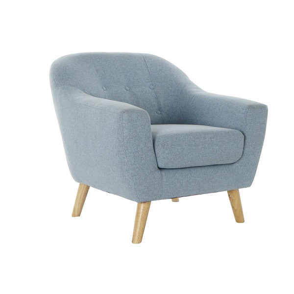 Πολυθρόνα DKD Home Decor 8424001799312 πολυεστέρας ξύλο καουτσούκ Sky μπλε (81 x 80 x 80 cm)