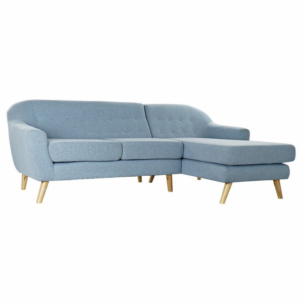 Τριθέσιος Καναπές DKD Home Decor πολυεστέρας ξύλο καουτσούκ Sky μπλε (226 x 144 x 84 cm)