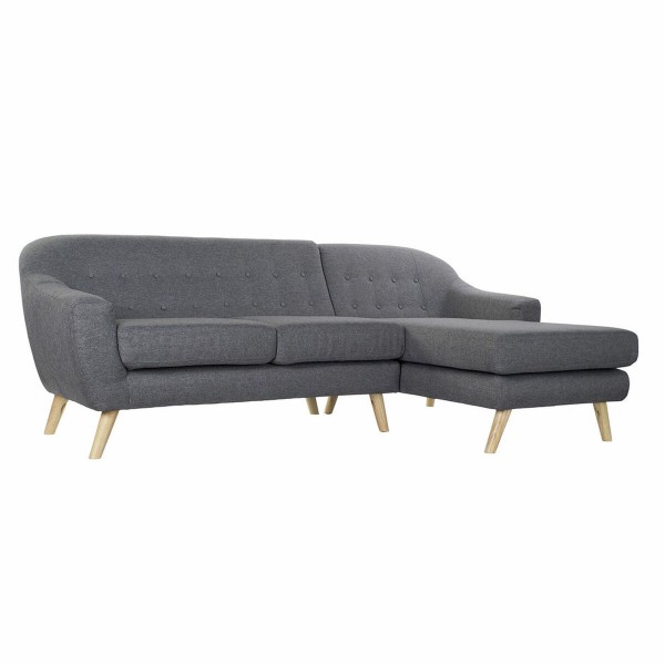 Τριθέσιος Καναπές DKD Home Decor Γκρι πολυεστέρας ξύλο καουτσούκ (230 x 144 x 84 cm)